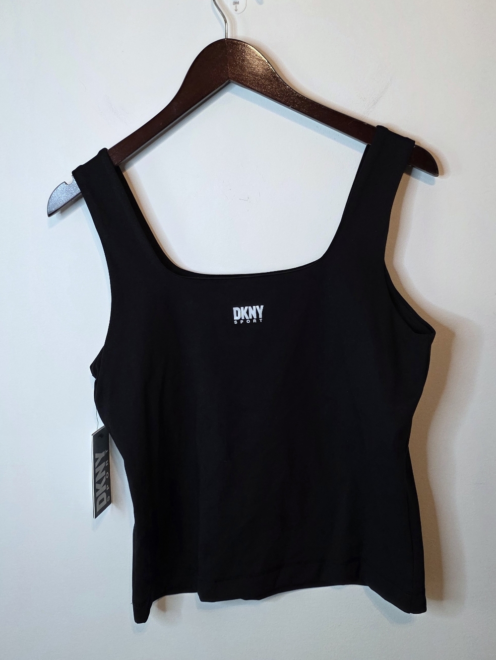 DKNY Sport Black Square Neck Cropped Shelf Bra Tank Streetwear Sporty Size XL - Picture 5 of 11